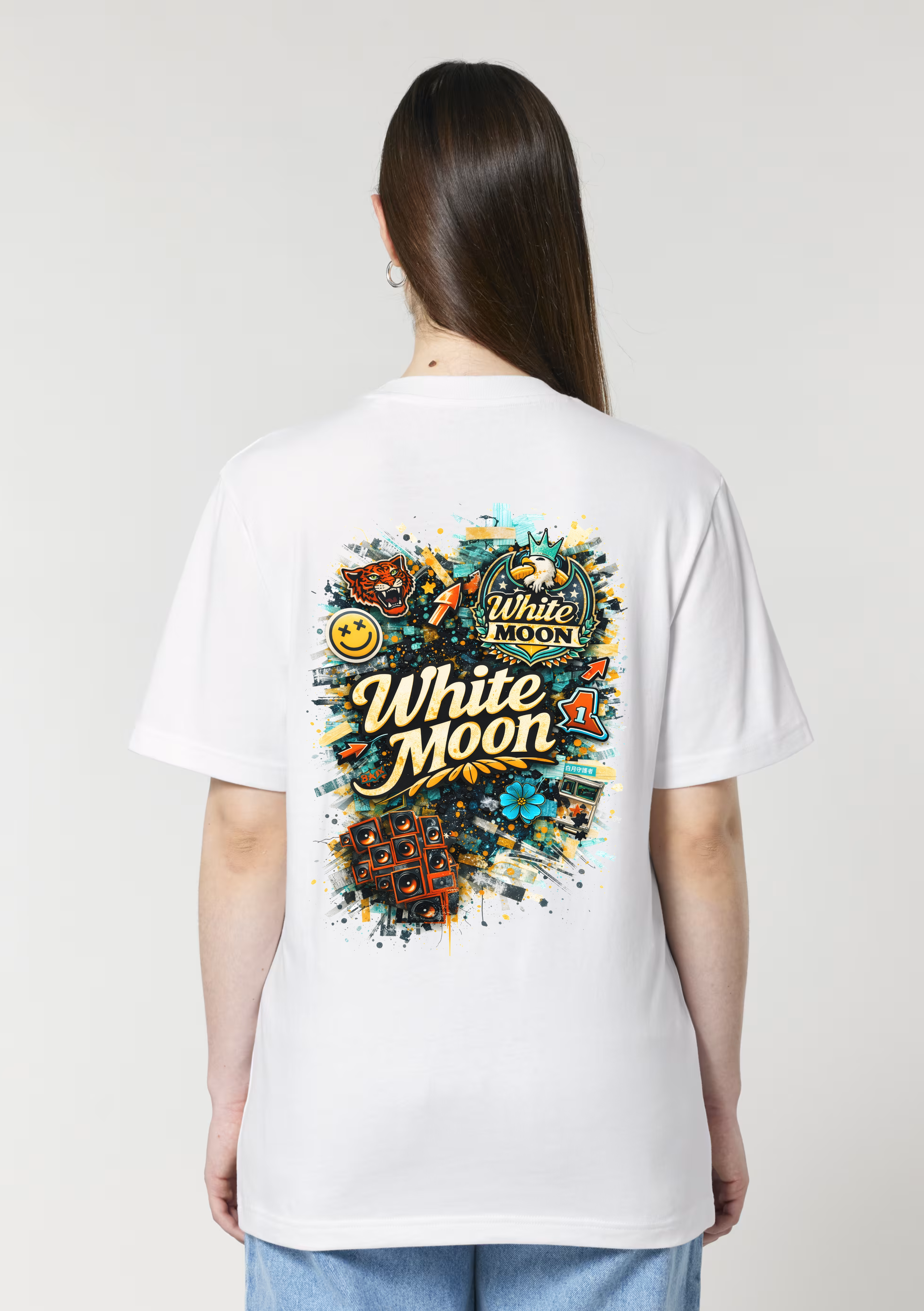 White Moon - "Urban Collage" Artwork Tee (White)