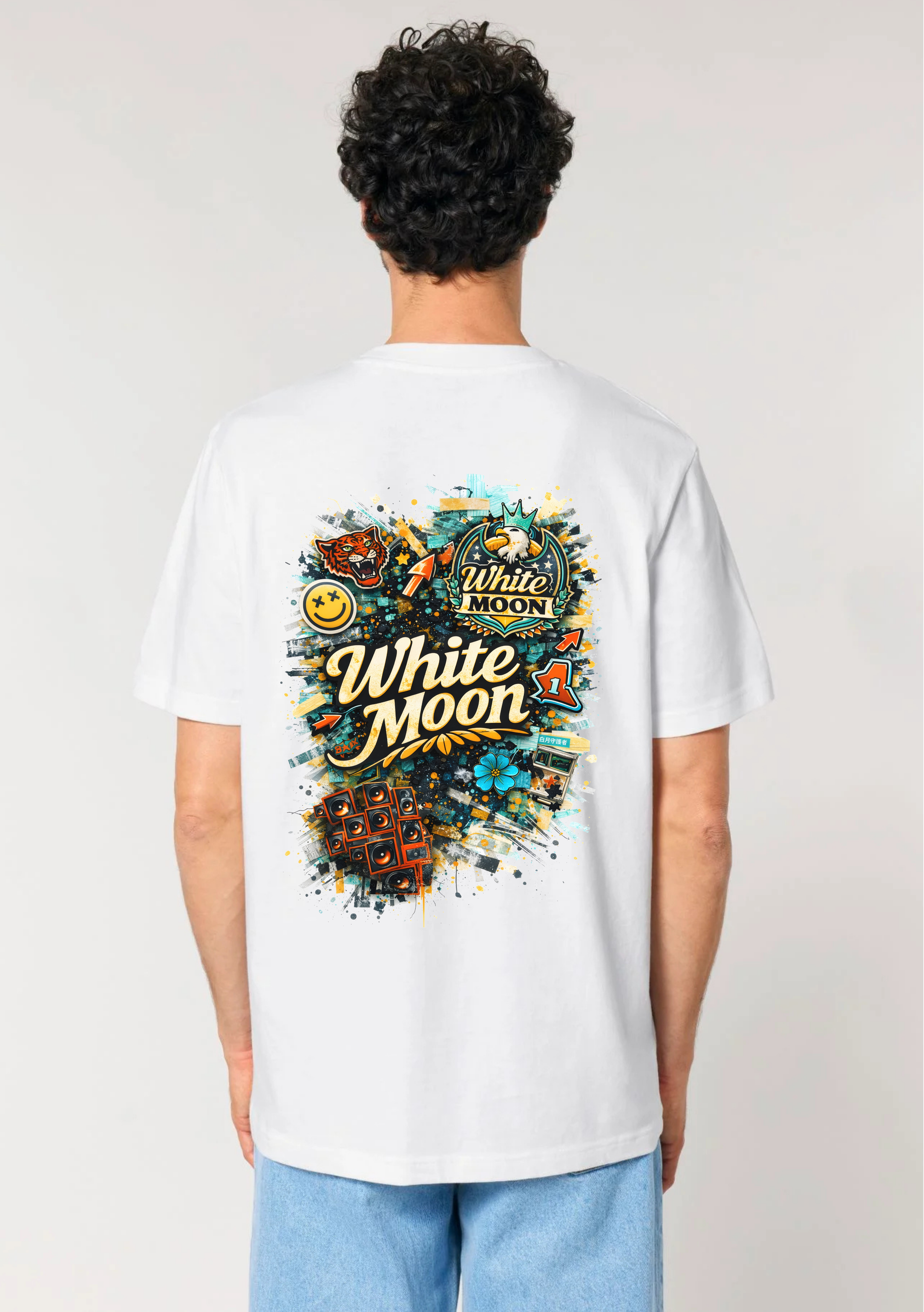 White Moon - "Urban Collage" Artwork Tee (White)